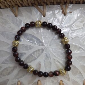 Chic Gold and Brown Beaded Bracelet -  Special Sizes Are Available